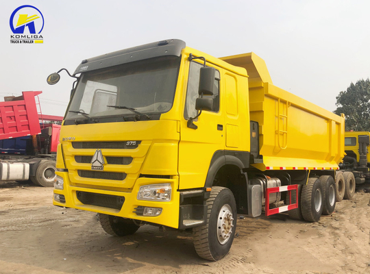 사용 된 HOWO 6X4 덤프 트럭 375 HP 왼쪽 핸드 드라이브 D12.42 엔진을 가진 광산 틱퍼 트럭