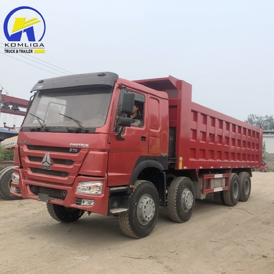시노트룩 HOWO 375HP 8X4 12바퀴 Rhd LHD 60톤 건설용 사용 된 킵 덤프 트럭