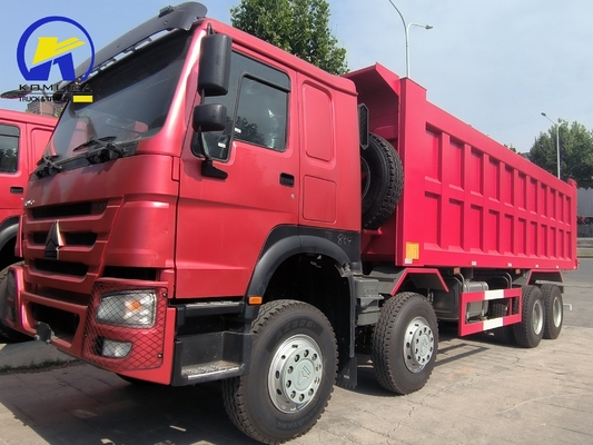 351-450hp 시노트럭 HOWO 8X4 팅퍼 트럭 50t 부하량 전면 리프팅 덤프 트럭
