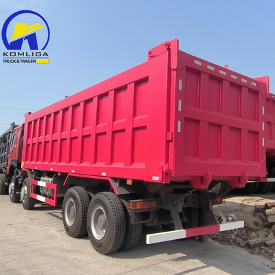 351-450hp 시노트럭 HOWO 8X4 팅퍼 트럭 50t 부하량 전면 리프팅 덤프 트럭
