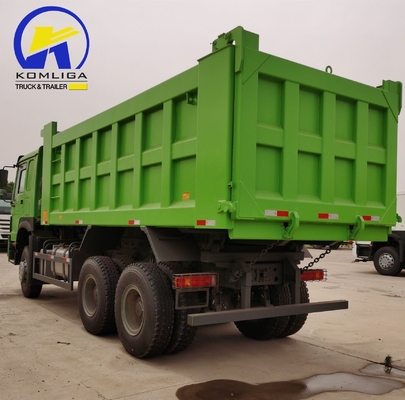 351-450hp 시노트럭 HOWO 사용 된 6X4 20cbm 하이바 호이스 덤프 트럭 2 세트 뒷축