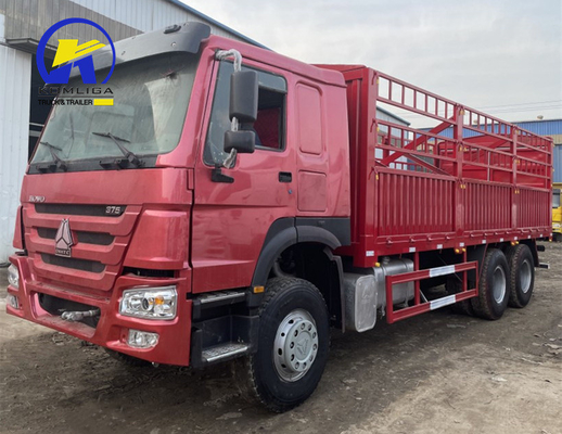 시노트럭 HOWO 사용 된 6X4 10바퀴 울타리 트레일러 트럭 돌리 전체 측면 벽판 컨테이너 화물 트럭