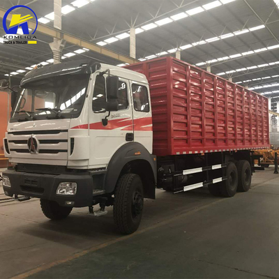 비벤 6X4 380HP 밴 박스 화물 트럭과 기어박스 및 빠른 12js200t 기어박스