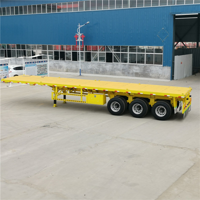 노란색 3 축 평면 반 트레일러 40FT 48FT 사이드 빔 16mm 채널 스틸