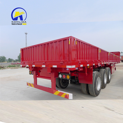 40T 60T 평면 화물 트레일러 사이드 벽 반 트레일러 휠 베이스 7000-8000mm