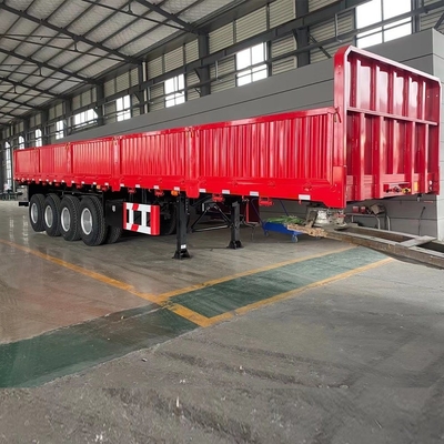 40T 60T 평면 화물 트레일러 사이드 벽 반 트레일러 휠 베이스 7000-8000mm