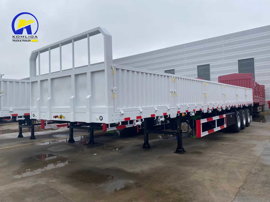 약 6.7 T 3 축 40tons 60tons 측면 벽 화물 반 트레일러 운송