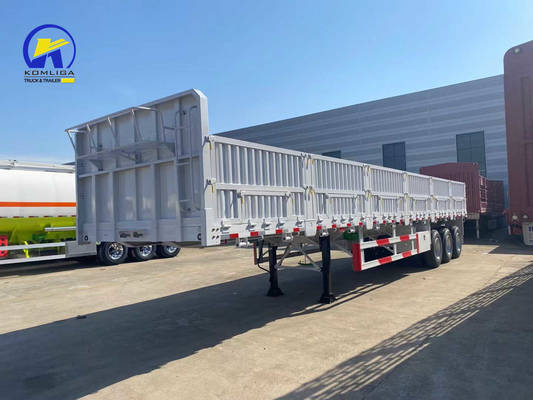 약 6.7 T 3 축 40tons 60tons 측면 벽 화물 반 트레일러 운송
