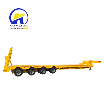 60tons Lowboy 낮은 침대 반 트레일러 1820mm 발판과 기계식 서스펜션 시스템