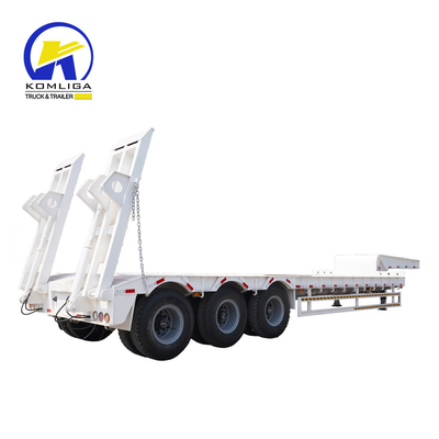 60tons Lowboy 낮은 침대 반 트레일러 1820mm 발판과 기계식 서스펜션 시스템
