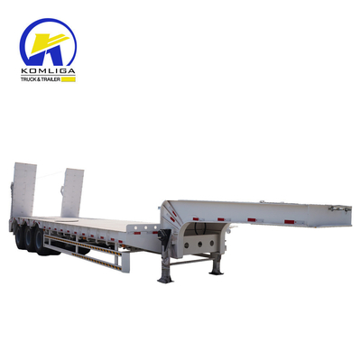 60tons Lowboy 낮은 침대 반 트레일러 1820mm 발판과 기계식 서스펜션 시스템