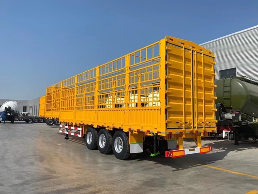 3 축 스틸 펜스 반 트레일러 7000-8000mm 휠 베이스와 40-60 톤 용량