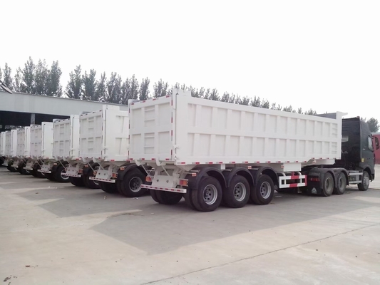 CE 인증 45cbm 50cbm 7000-8000mm의 휠 베이스와 함께 사용 된 3 차원 덤프 트레일러 라이너