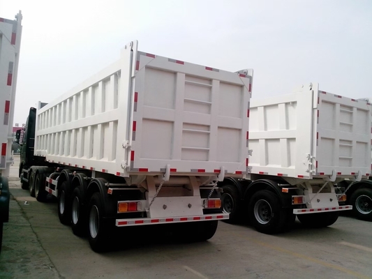 CE 인증 45cbm 50cbm 7000-8000mm의 휠 베이스와 함께 사용 된 3 차원 덤프 트레일러 라이너