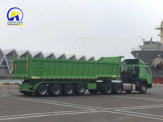 4axle U Shape Hydraulic Cylinder Dump Semi Trailer with Jost 2.0 또는 3.5 인치 킹 핀